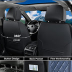 Coverado Leather Seat Covers, Car Seat Covers Full Set, Waterproof Faux Leather Black and Blue Seat Covers, Car Seat Protectors 5 Seats, Automotive Seat Covers Universal Fit for Most Cars SUV Trucks