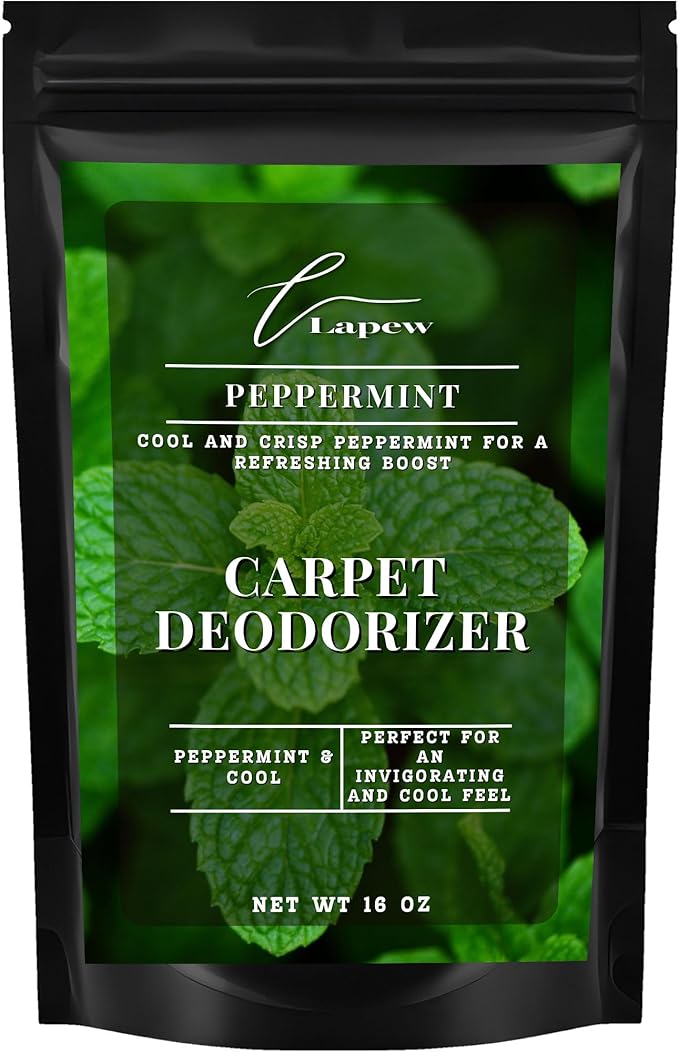 Lapew Peppermint Carpet Deodorizer Powder - Pet Safe Freshener for Vacuuming | Scented Odor Eliminator for Home | 16 oz
