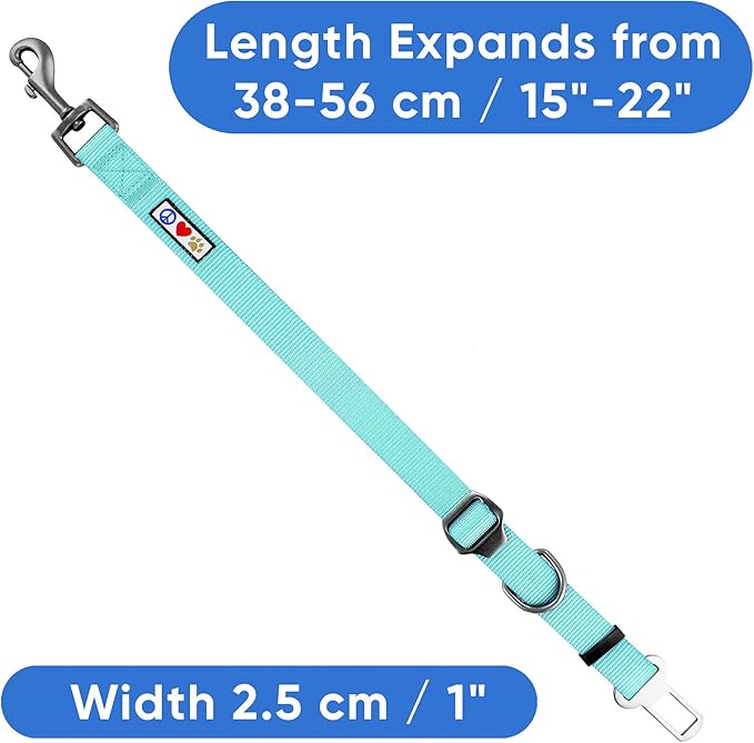 Pawtitas Dog Seat Belt | Pet Safety Seat Belt with Adjustable Strap for Small to Large Dogs | Exceeds Dog Safety Standards | Keep Your Dog Secure in The Car - Teal Car Seat Belt for Dogs