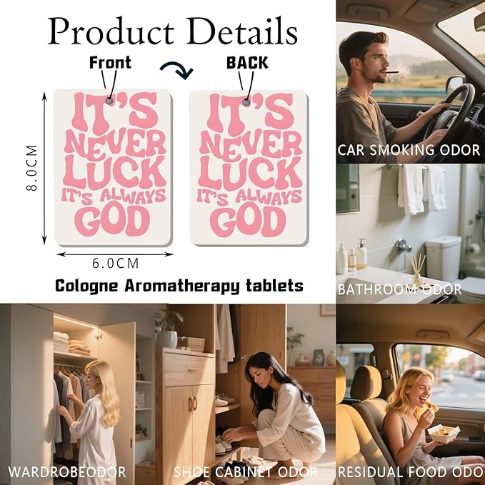 Christian air freshener for car 4Pcs, bow and jesus Hanging Scents for Car Lovers, Bible Quote Gift Air Freshener Hanging in Car Wardrobe Drawer or Book.