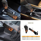FKELYI Car Seat Covers with Skull Fire Design - Car Handbrake, Gear Shifter Knob & Steering Wheel Cover Set - Neoprene with Headrest Pads and Cup Coasters