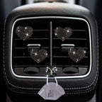 4Pcs Black Heart Air Vent Clips, 4 Pcs Bling Heart Car Air Fresheners Vents Clips Car Diffuser Diamond Interior Decor Charm Cute Accessories Decoration for Women, Automotive