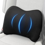 XUKEY Lumbar Support Pillow for Car, Memory Foam and TPE Gel Lumbar Pillow for Lower Back Pain Relief,Back Cushion for Driving Chair Support for Car Office Chair Wheelchair (Black)