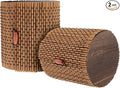 BambooMN Granulated Bamboo Charcoal Odor Absorber Bag in Decorative 4" Brown Cylinder, 2 Sets