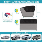Car Side Window Sun Shades, 4 Pcs Magnetic Car Window Covers for Baby, Half Blackout & Half See-Through Privacy Curtains, Light Blocking&UV Protection Window Screen for Camp, Travel, Nap