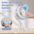 Mini Portable Baby Stroller Fan,3 Speed Personal Handheld Fan,Battery Operated Rechargeable 360° Flexible Tripod Cooling Fan, Suitable for Car Seat Crib Treadmill Golf Cart Travel(Black)