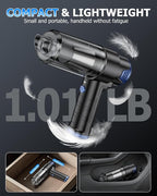AHNR Handheld Car Vacuum Cleaner Cordless with 16000PA Powerful Suction, 4-in-1 Portable Mini Vacuum Cleaner & Air Duster with Multi-Accessories, Hand Held Vacuum Cordless Rechargeable for Car Home