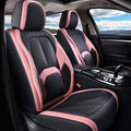 Coverado Seat Covers, Car Seat Covers Front Seats, Nappa Leather Seat Covers for Cars, Waterproof Car Seat Protector with Lumbar Support, Front Seat Covers Universal Fit for Most Cars (Black&Pink)