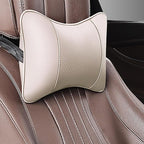 Car Pillow for Car Neck Pillow for Driving Seat Leather Neck Support Soft Cushion Support Head-Rests for Vehicle Sleeping with Elastic Adjustment Strap 2PCS (Neck, Beige)