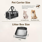 TSA Approved Pet Carrier for Small Cats and Puppies, Soft-Sided and Foldable, Cat and Dog Carrier Fits Pets Up to 15 lbs, Durable Portable Travel Bag with Litter Box (Gray, Litter Box & Leash Set)