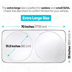 FORTEM Car Sun Shade for Windshield, Reflective Windshield Sunshade, 240T Polyester, Automotive Interior Sun Protection, Ultimate Heat and UV Shield, Foldable, Storage Bag