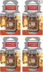 Yankee Candle Car Air Fresheners, Hanging Car Jar Ultimate, Neutralizes Odors Up To 30 Days, Leather, 0.96 OZ (Pack of 4)