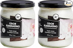 Fresh Linen Two Pack Odor Eliminating Highly Fragranced Candle - Eliminates 95% of Pet, Smoke, Food, and Other Smells Quickly - Up to 80 Hour Burn time - 12 Ounce Premium Soy Blend