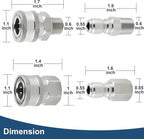 Pressure Washer Quick Connect 3/8 Inch, Pressure Washer Fittings, Stainless Steel Adapter Set, Female and Male Thread, 8 Pieces