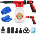 Car Wash Foam Gun/Hose Sprayer, 16 IN 1 Cannon, Adjustable with 2.5-6 Ratio Dial Foam Blaster, 1L Bottle, Nozzles, Mitten, 1/2” Quick Connector for Garden Hose, for Car/Garden Cleaning