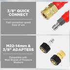 M MINGLE Pressure Washer Hose 50 FT x 3/8" - Replacement Power Wash Hose for Hot and Cold Water - High Pressure Hose with M22 14mm to 3/8 Inch Quick Connect Fittings - 4000PSI