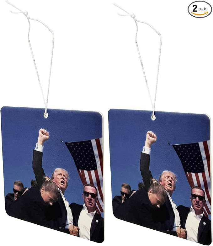 Trump Fight Car Air Freshener, Patriotic Trump Merchandise with Iconic Image, Fresh Linen Scent, 2 Packs