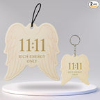 Ocean Breeze Car Air Freshener & Keychain Bundle – 1111 Angel Number Spiritual Hanging Car Accessory Gift for Motivation & Positive Energy (11:11 – Ocean Breeze)