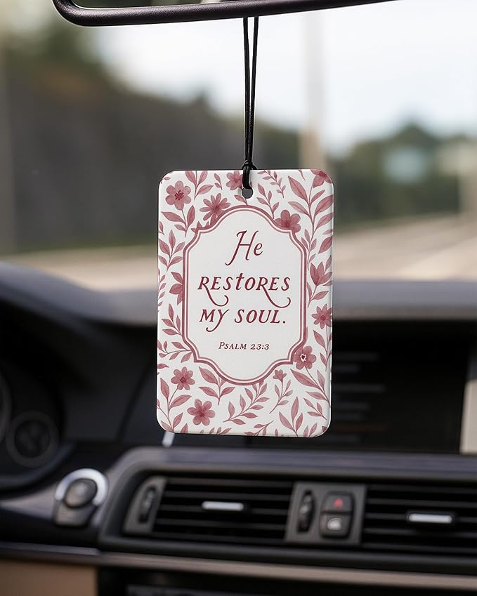 Inspirational Christian Car Air Freshener 4 Pcs Coconut Scented, Christian Car Accessories Mirror Decor for Women, Boho Floral Religious Hanging Air Freshener for Cars Closet Drawer Books