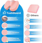 TushGuard Seat Cushion for Office Chair Memory Foam Non-Slip Cushion Back, Relief Chair Pad, Butt Pillow for Office Chair, Car, Computer Desk, Pink