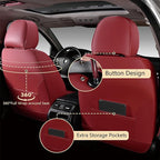 FLORICH Car Seat Cover Full Set, Red Automotive Seat Covers, Luxury Faux Nappa Leather Car Seat Protectors, Car Seat Cushions Universal Fit for Most Sedans SUVs Trucks - Red