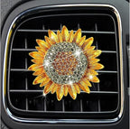 Bling Sunflower Air Vent Clips,Golden Sunflower Car Air Fresheners Vent Clips Diffuser Diamond Decoration Rhinestone Car Interior Decor Cute Accessories for Women Interior Accessories