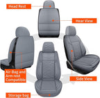 Nappa Leather Car Seat Covers Full Set, Gray Car seat Protector 5 Seats, Waterproof Car Seat Cushion, Universal Automotive Seat Covers Fit for SUV Truck Pick-up Sedan, Front and Rear