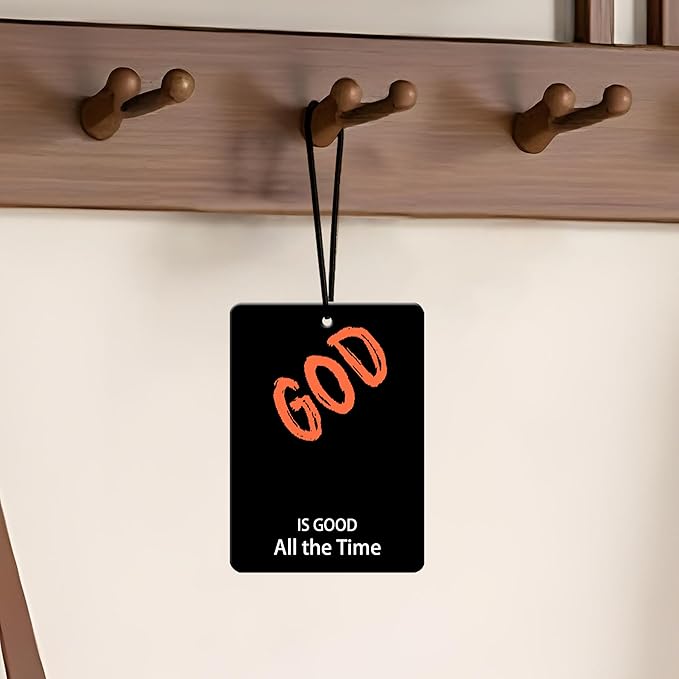 God Is Good Car Air Freshener 4 Pcs, Christian Religious Quote Scented Hanging Decor for Women Men, Vehicles Home Church, Faith Based Mirror Gift