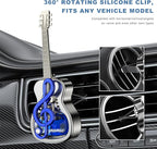 Car Air Freshener Vent Clip, Empty Guitar-Shaped Aromatherapy Diffuser Automobile Dashboard Ornament, Unscented Car Air Conditioner Clip Cute Rotating Decoration for Women Men (Blue)
