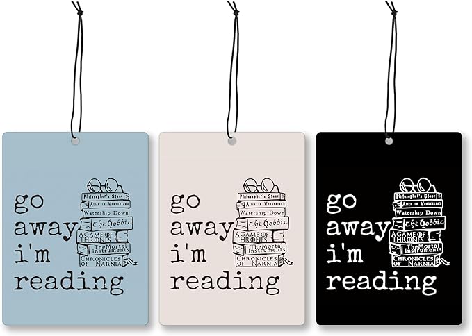 Mancheng-zi Book Lover Car Air Freshener 3Pcs, Book Reading Room Nook Library Bookish Air Freshener Hanging for Cars Closet Drawer or Books, Go Away I'm Reading Car Accessories Mirror Decor for Women