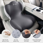 FLORICH Memory Foam Truck Seat Cushion,Car Seat Cushion and Lumbar Support Pillow for Office Chair, Ergonomic Back Support & Sciatica Relief for Long Drives(Light Beige Grey)