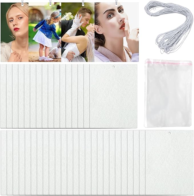 101Pcs Air Freshener Sublimation Blanks Kit Car Scented Hanging Sheets DIY Felt Sublimation Blank Air Freshener Sheet for Car and Home with Elastic Rope and Self-Seal Bags (Rectangle)