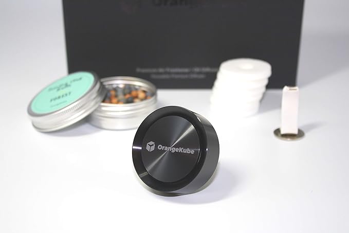 [Aluminum] Premium Air Freshener (Black) - Essential Oil Diffuser, Scented Clay Balls, Customizable Scent Pads, Aluminum Diffuser - Perfect Air Freshener for Car and Home