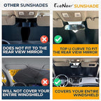 EcoNour Accordion Windshield Sun Shade for Jeep Wrangler | Car Shade Front Windshield Designed for Jeep Wrangler| Dashboard Sun Visor for UV and Heat | XS 53 x 17 inches