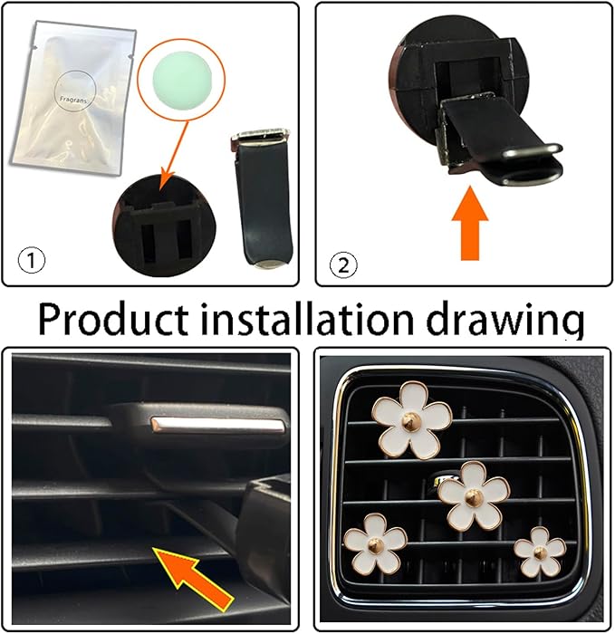 4 Pieces Daisy Flower Air Vent Clip Car Air Freshener Charm Colorful Car Interior Accessories for Girls Women（Pink）