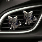 Bling Rhinestone Car Air Vent Clip,Dashboard Outlet Clip,Car Air Freshener Vent Clips,Car Air Conditioning Outlet Clip Decorative,Bling Car Accessories Car Interior Decoration Charm,Cute Car Decor (Cute kitten-BK)