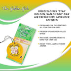 The Golden Girls "Stay Golden, San Diego!" Car Air Freshener | Exclusive Golden Girls Collectible | Sweet Lavender Scent