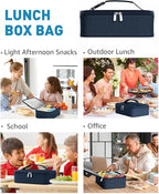 Small Lunch Box Insulated Lunch Bag for Women Men, Bento Kids Lunch Box, Compact Portable Thermal Meal Cooler Bags with Buckle Handle for Work & School, Navy Blue 5L