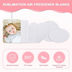 Zonon 120 Pieces Sublimation Air Freshener Blanks DIY Air Freshener Sheets Blank Car Pressed Felt Polyester Laser Cut Blanks for Car Travel Heat Press Ornaments with Elastic Cord, 5 Styles
