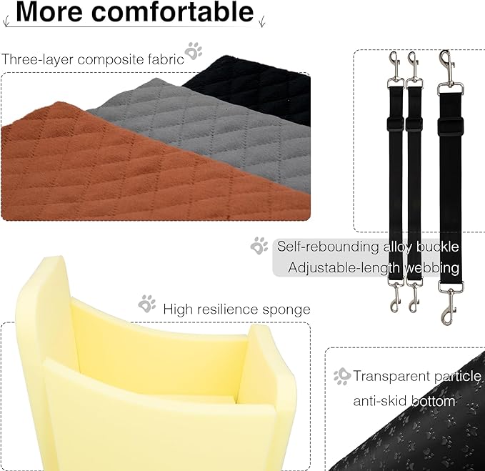 YOUVEE Dog Car Seat for Small/Medium Dog 20lbs 25lbs up to 32 lbs,Fully Detachable and Washable Puppy Booster seat with Storage Pockets,2 Adjustable Safety Belts(Black Outside Brown Inside)