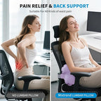 Mixtrend Travel Lumbar Pillow Inflatable Lumbar Support Pillow with Memory Foam, Back Support Pillow for Airplane Long Flight, Essential Travel Support Pillow for Women Men Kids（Lavender）