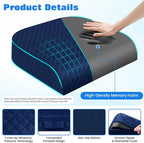 Seat Cushion for Office Chair, Memory Foam Chair Cushions, Car Seat Cushion for Long Sitting, Desk Chair Cushion for Pressure Relief, Non-Slip Bottom, Washable Cover, Large, Blue