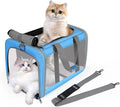 Cat Carrier for Large Cats up to 20 Lbs,Soft-Sided Pet Carrier for Large and Medium Cats, Small Dogs,Puppies,Collapsible Dog Carrier Travel Bag with 2 Storage Bags,4 Mesh Windows (Blue, Medium)
