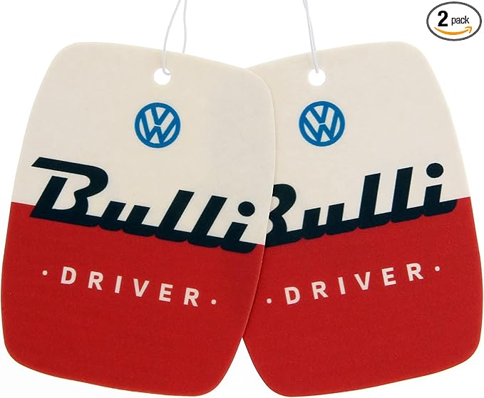 BRISA VW Collection Volkswagen Air Freshener, Room Freshener, Deodorizer for Cars T1 Bus Campervan Motif (Set of 2) (Vanilla/Red)