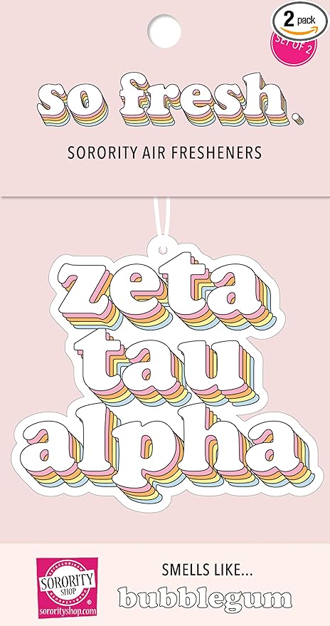 Sorority Shop Zeta Tau Alpha Air Freshener - Retro Design, Bubblegum Scented Air Freshener – For Car or Dorm– Sorority Gift, Charm Paraphernalia