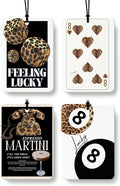 Trendy Retro Cheetah Print Car Air Freshener 4 Pcs, Leopard Print Lucky 8 Ball Dice Hanging Air Freshener for Home Bar Cars Closet Drawer Books, Girly Car Accessories Mirror Decor for Women