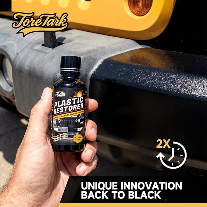 Plastic Restorer for Cars, Not a Dressing, Black Trim Restorer, Ceramic Crystal Coating Highly Concentrated, Lasting Up to 6 Months+ with UV Protection, Restore Automotive Exterior 50ml*2