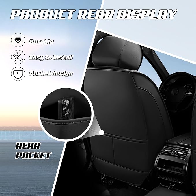 Car Seat Covers Fit for Infiniti g37 2000-2026, Stylish Sport Seat Covers, Waterproof Wear-Resistant Premium Nappa Leather Car Seat Cover.(2 Pcs Front with Pillow/Black)