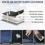 Coverado Car Seat Covers Full Set, Nappa Leather Seat Covers for Cars, Car Seat Cushion Car Seat Protector, Front and Back Seat Protectors Cushions Universal Fit for Most Cars Vehicles(Blue&Black)