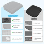 XLarge Seat Cushion, Memory Foam Cushion for Long Sitting Hours on Office Chair, Home & Car, Non-Slip Chair Pad for Relieving Back & Sciatica & Hip & Coccyx Pain (Light Grey)